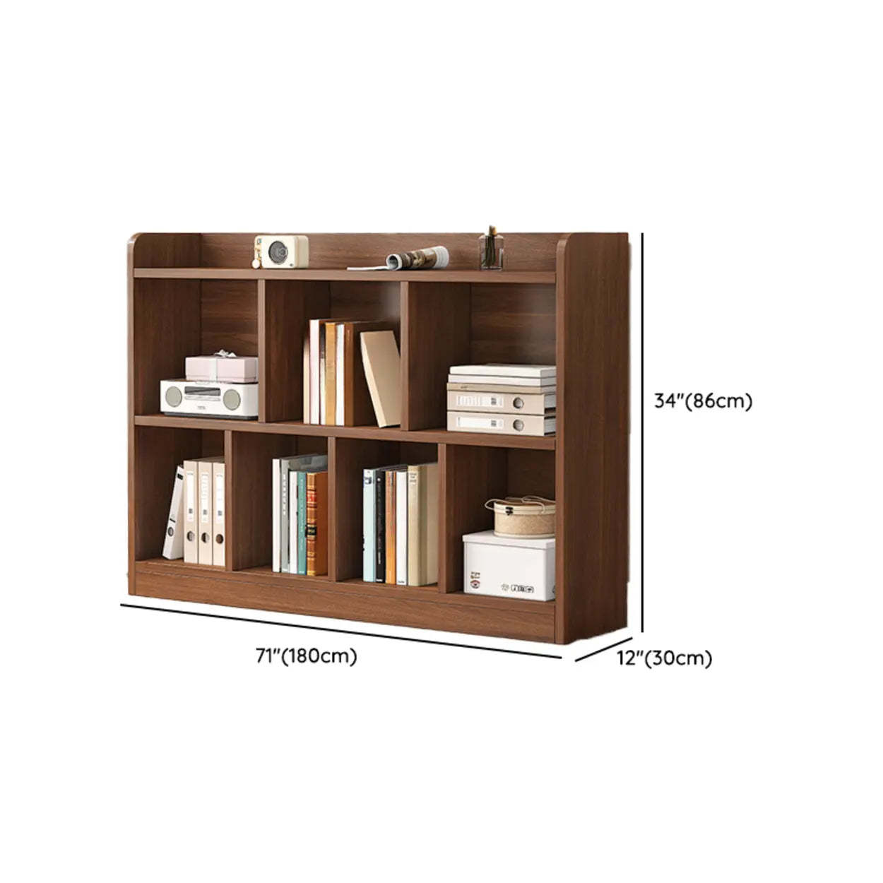 Simple Brown Horizontal Wood Short Bookcase