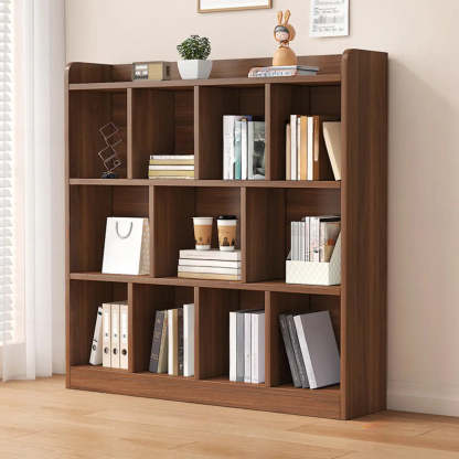 Simple Brown Horizontal Wood Short Bookcase