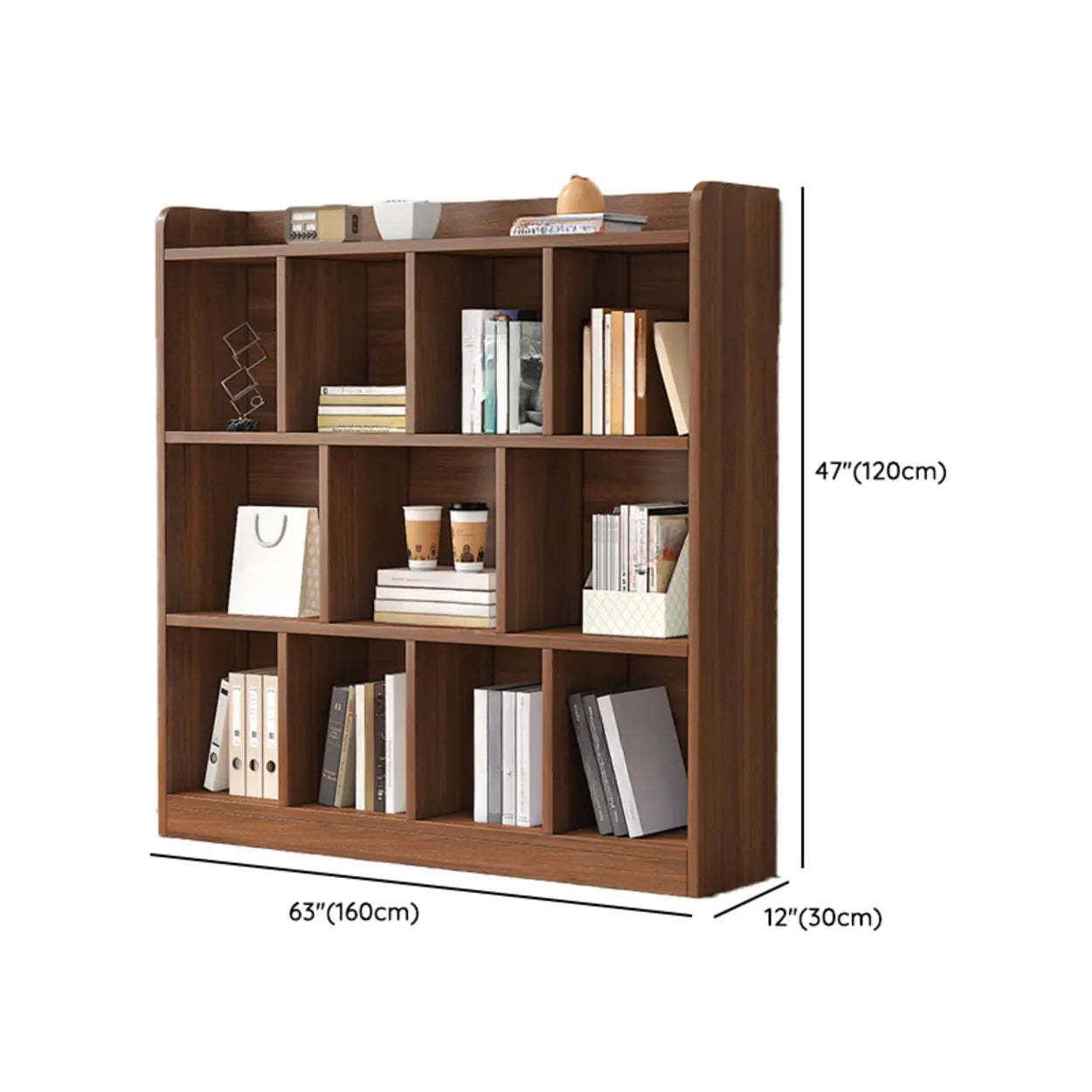 Simple Brown Horizontal Wood Short Bookcase