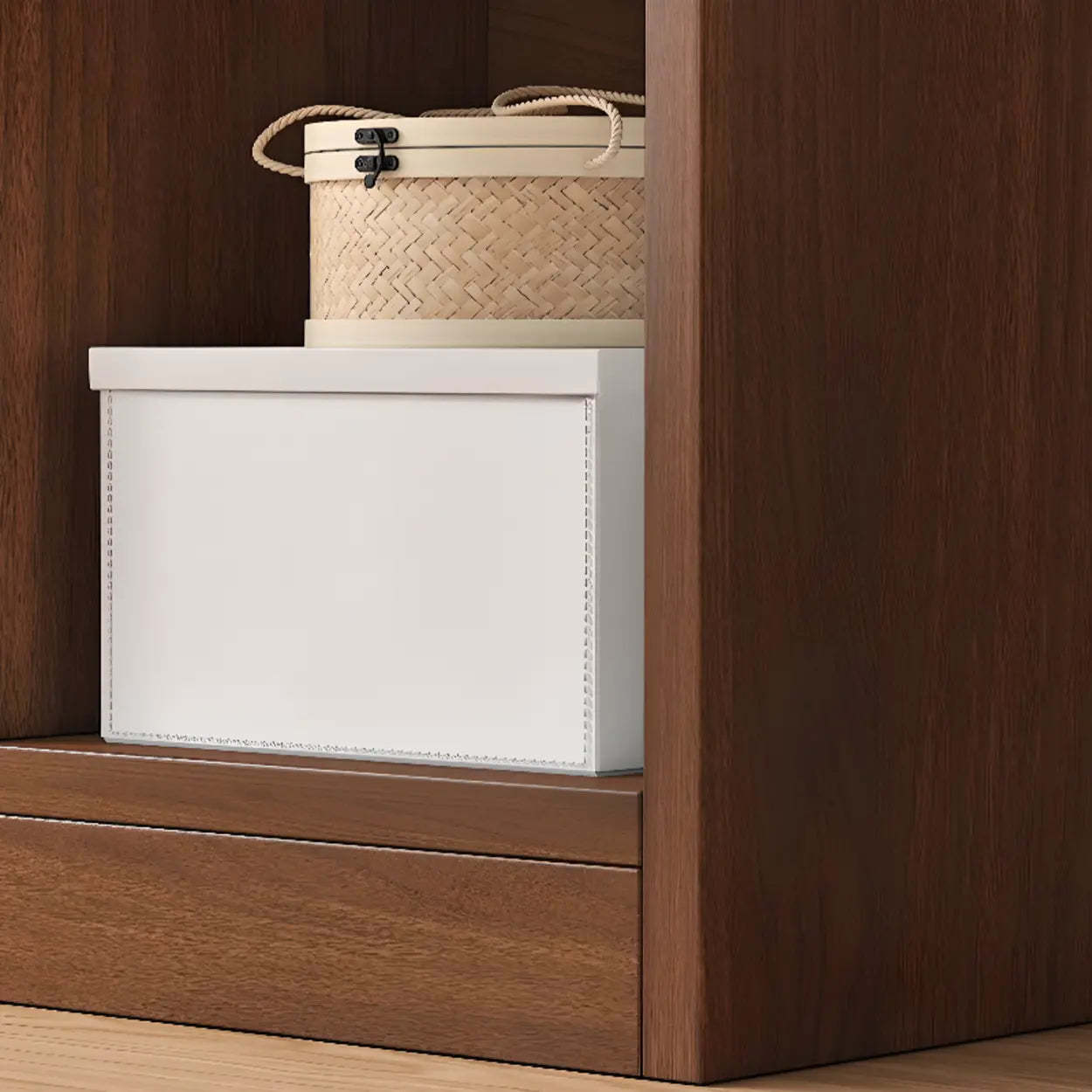 Simple Brown Horizontal Wood Short Bookcase