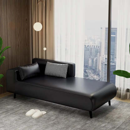 Brown Rectangular Leather Chaise Lounge