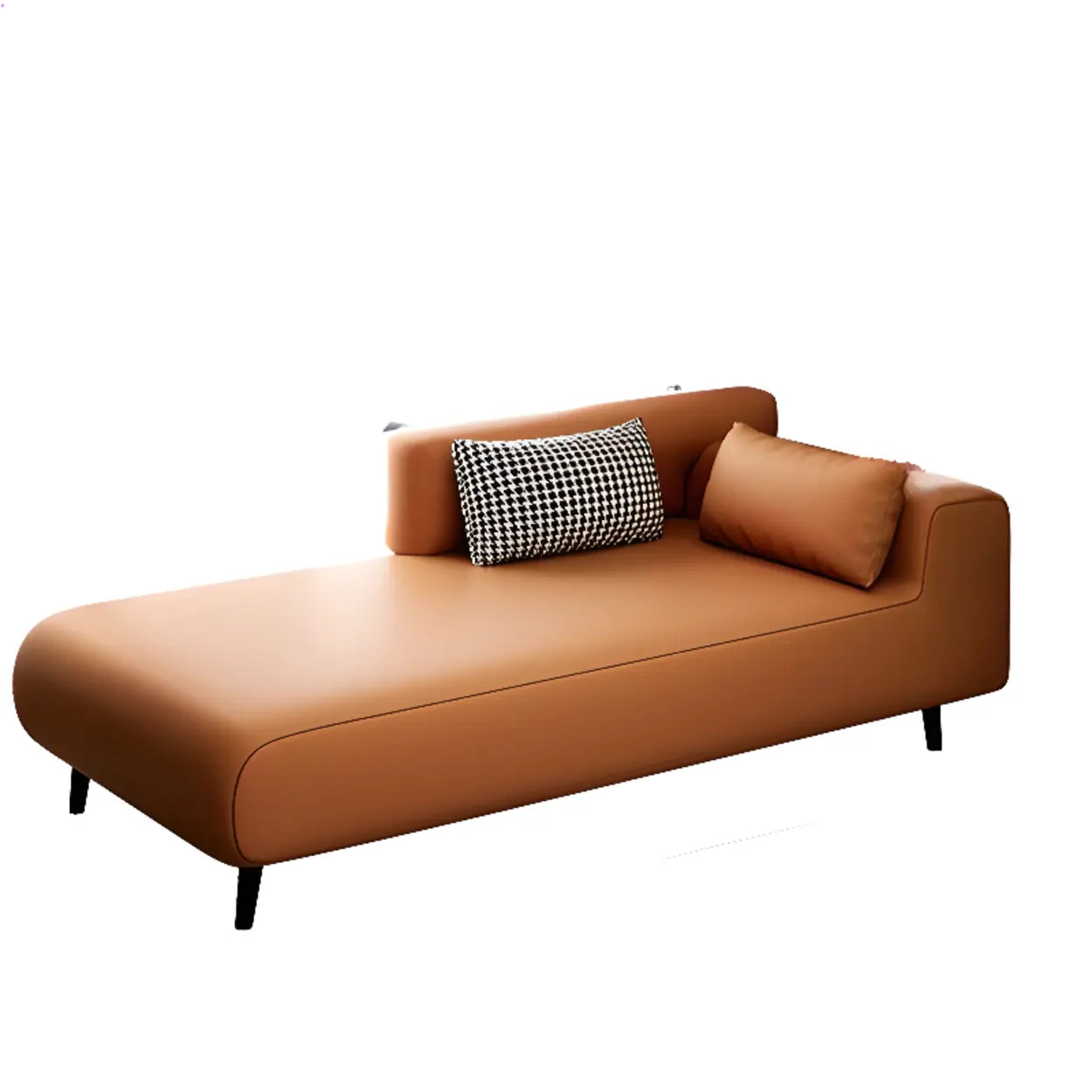 Brown Rectangular Leather Chaise Lounge