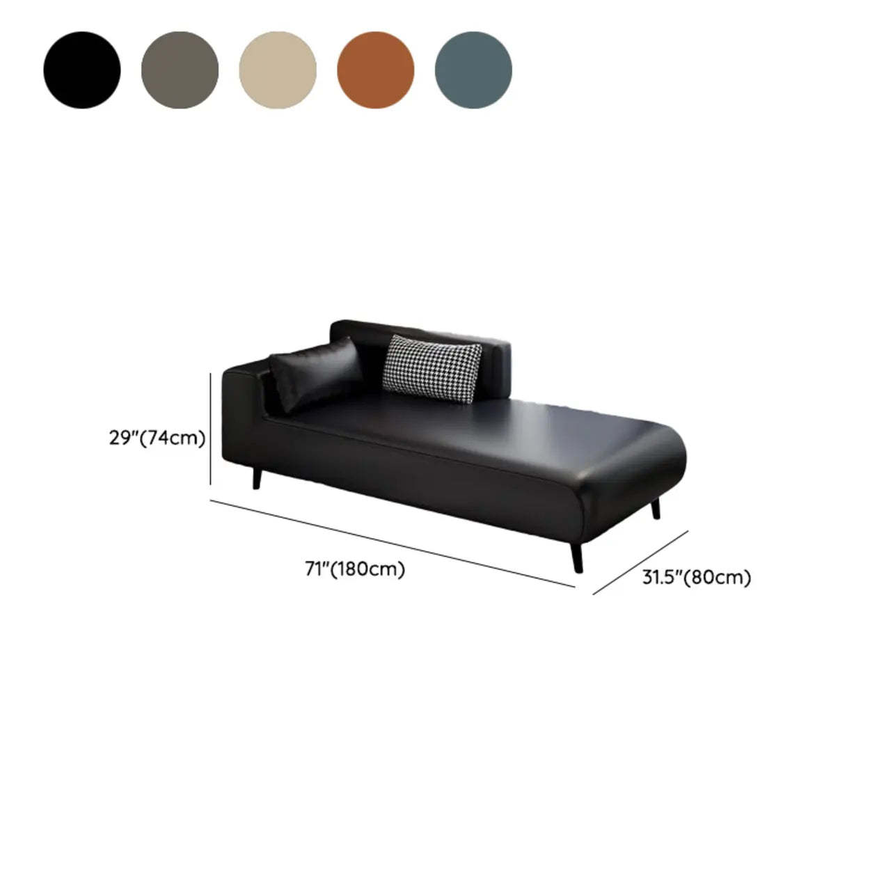 Brown Rectangular Leather Chaise Lounge