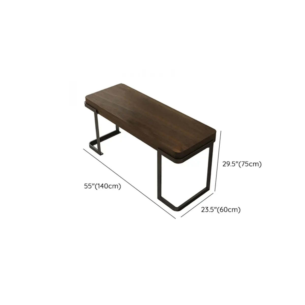 Simple Brown Wood Rectangle Sled Computer Desk