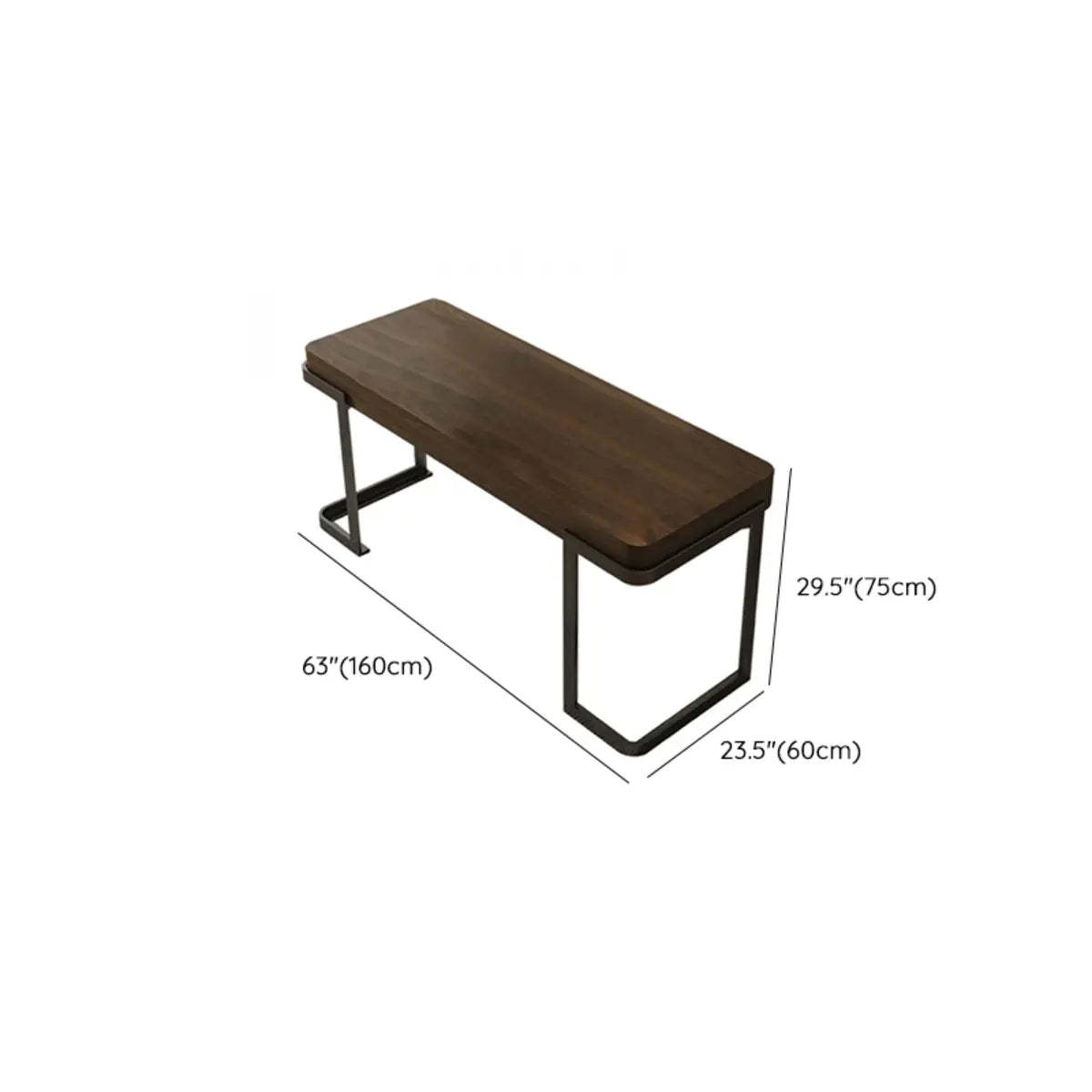 Simple Brown Wood Rectangle Sled Computer Desk