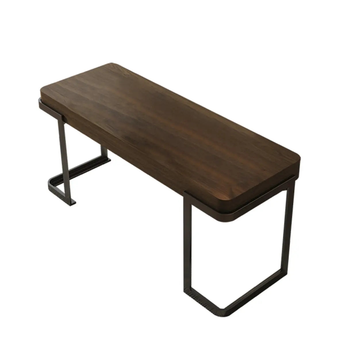 Simple Brown Wood Rectangle Sled Computer Desk — Without Chairs