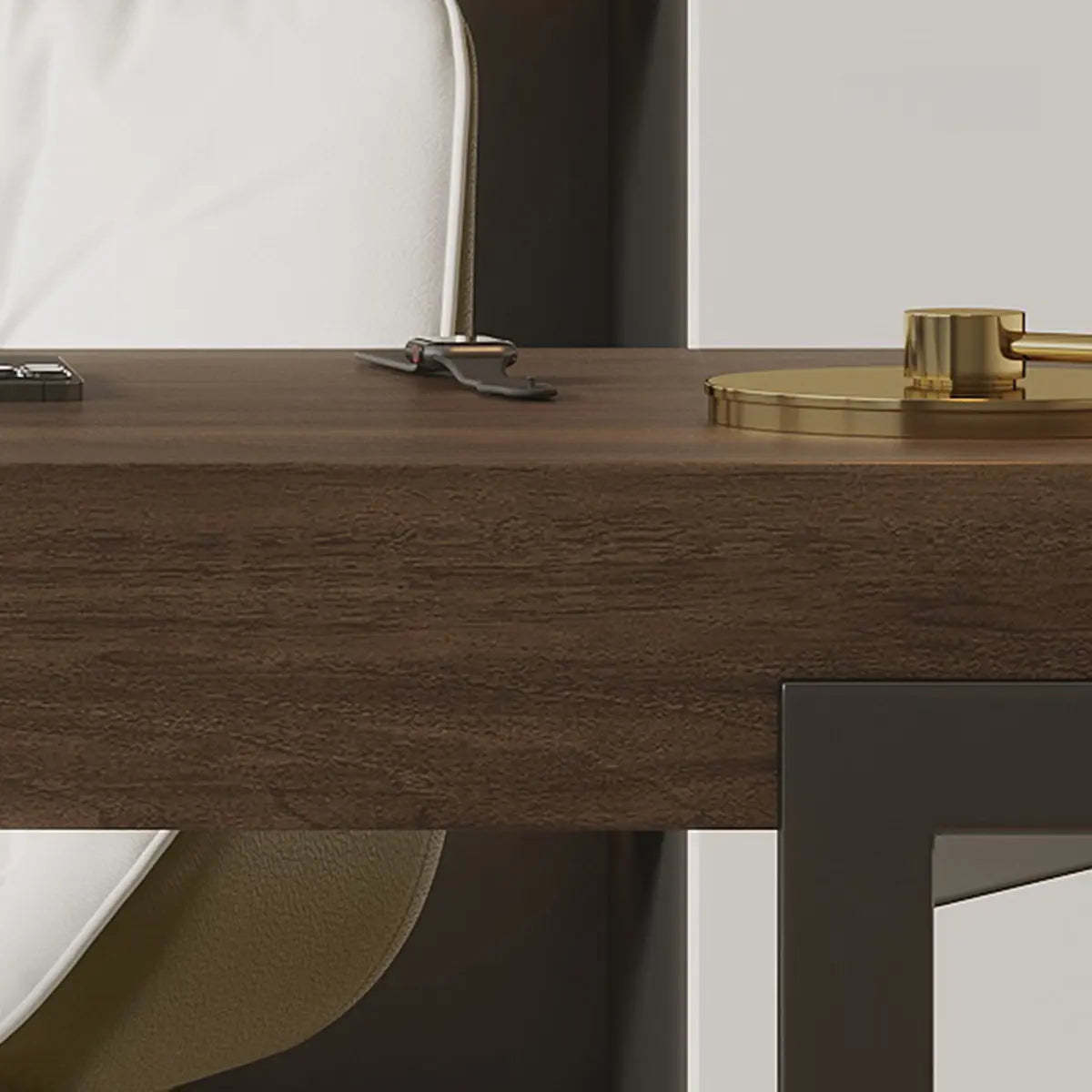 Simple Brown Wood Rectangle Sled Computer Desk