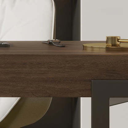 Simple Brown Wood Rectangle Sled Computer Desk