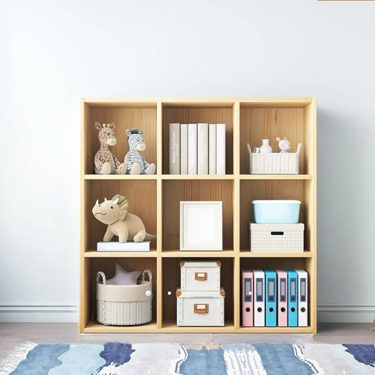 Simple Closed-Back Cube Wood Wide Bookcase