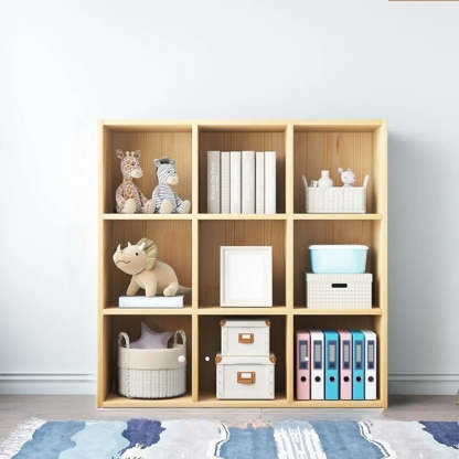 Simple Closed-Back Cube Wood Wide Bookcase