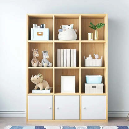 Simple Closed-Back Cube Wood Wide Bookcase