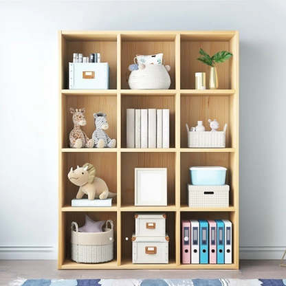 Simple Closed-Back Cube Wood Wide Bookcase