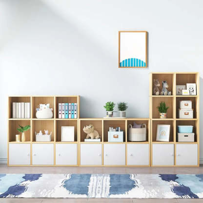 Simple Closed-Back Cube Wood Wide Bookcase — Cabinet Not Included