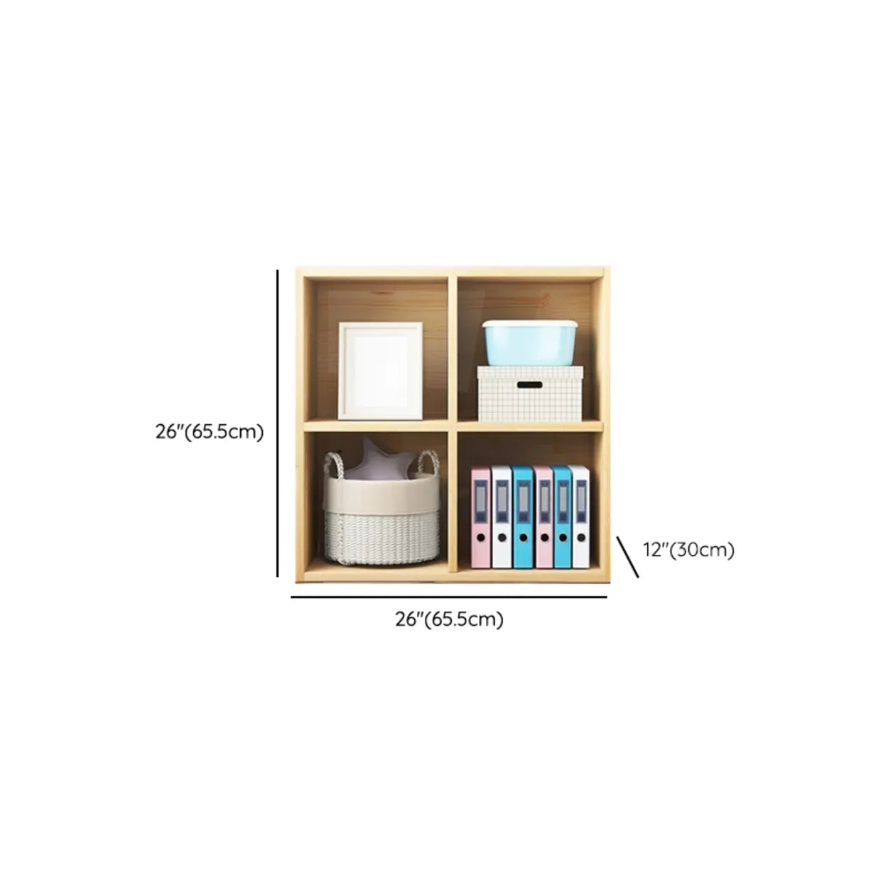 Simple Closed-Back Cube Wood Wide Bookcase