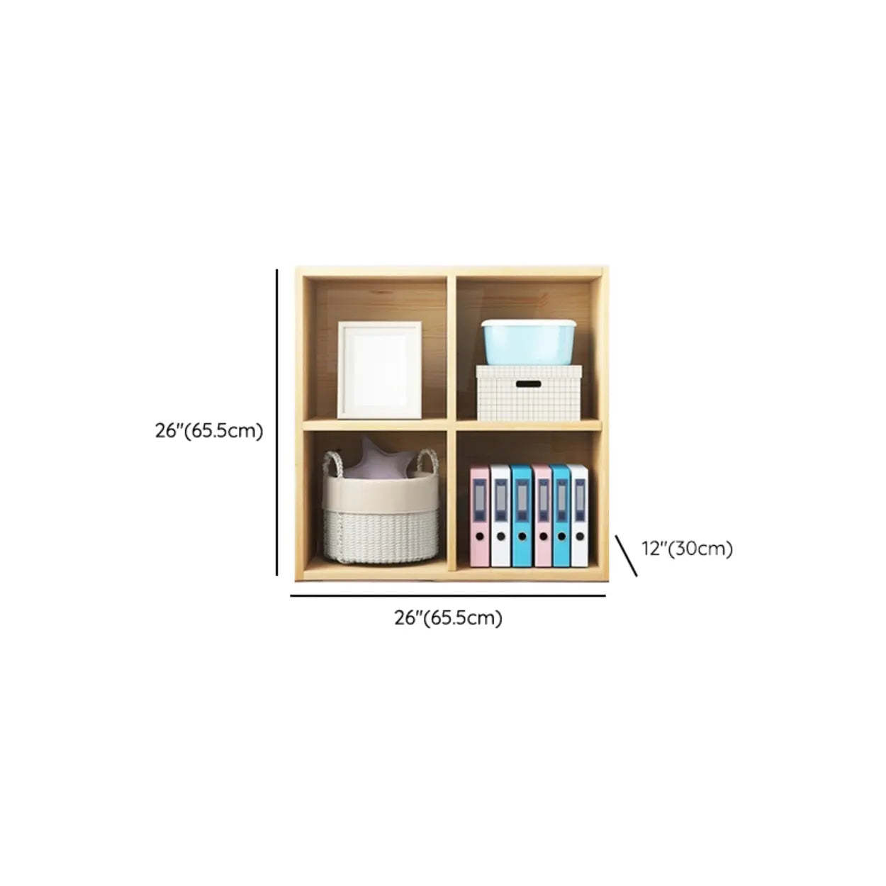 Simple Closed-Back Cube Wood Wide Bookcase