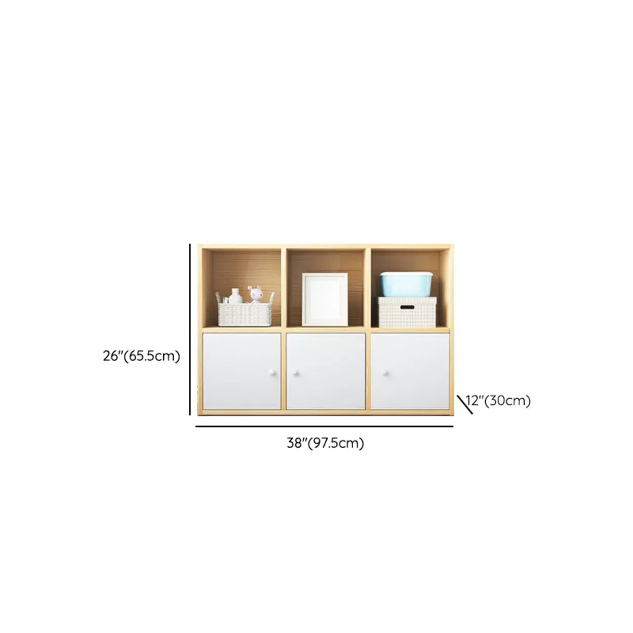 Simple Closed-Back Cube Wood Wide Bookcase