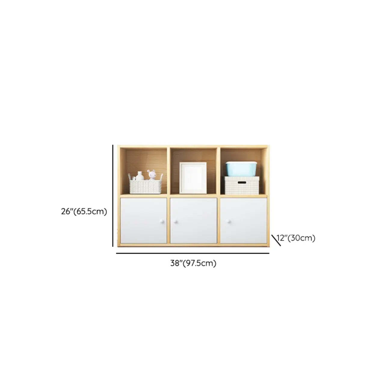 Simple Closed-Back Cube Wood Wide Bookcase