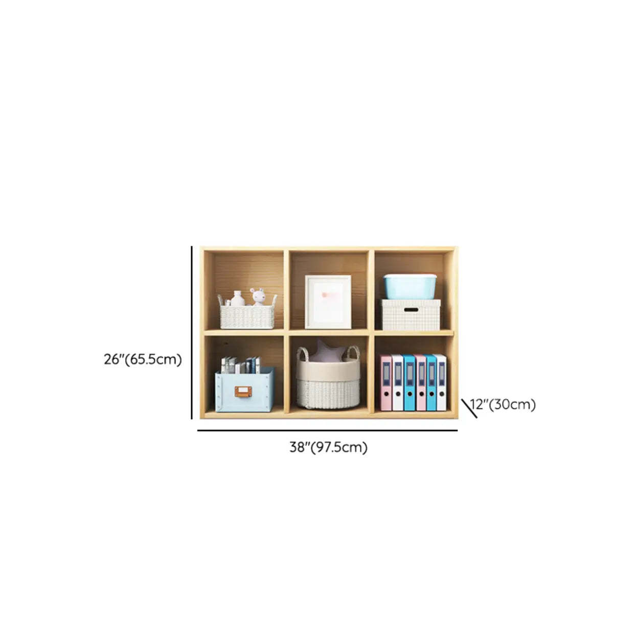Simple Closed-Back Cube Wood Wide Bookcase