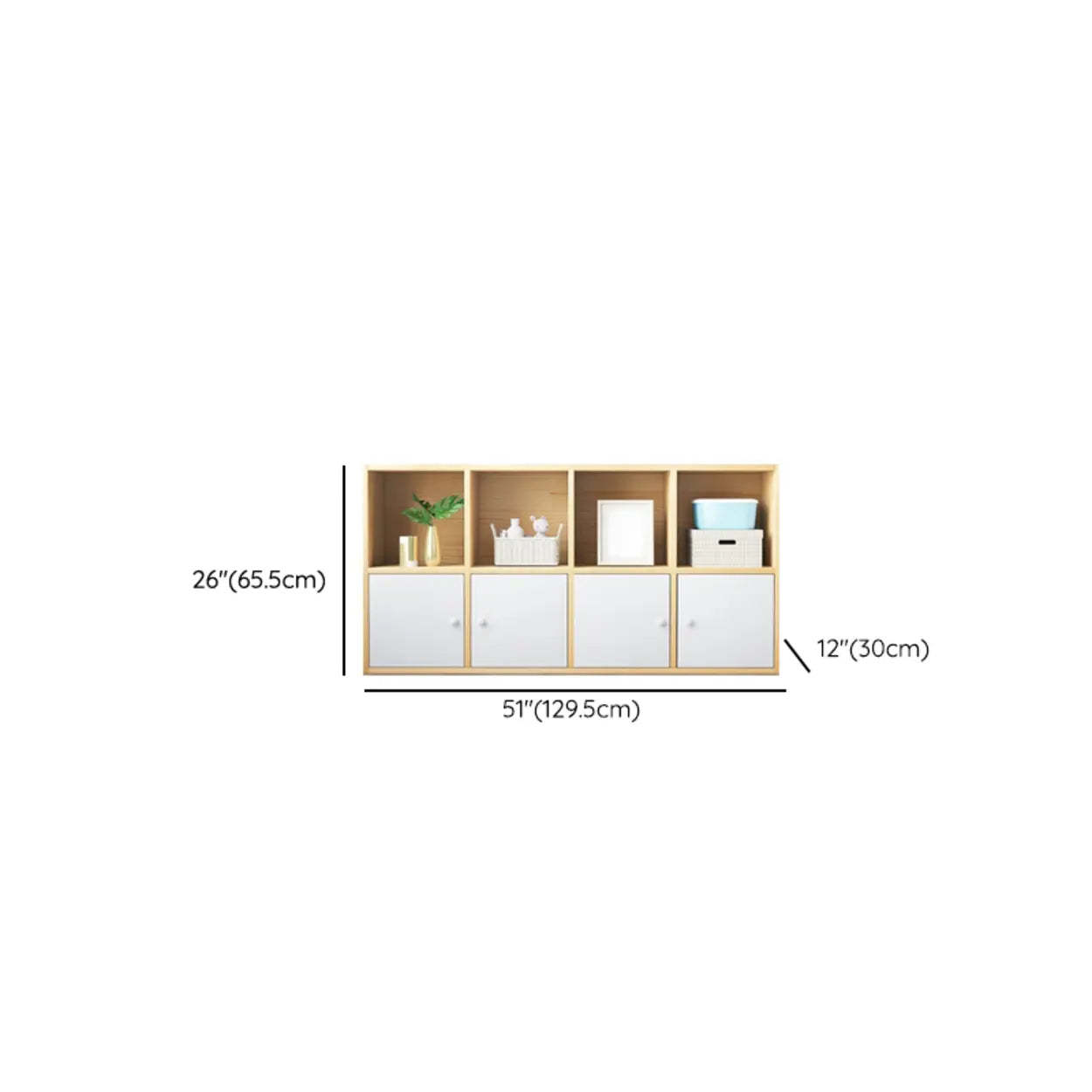 Simple Closed-Back Cube Wood Wide Bookcase