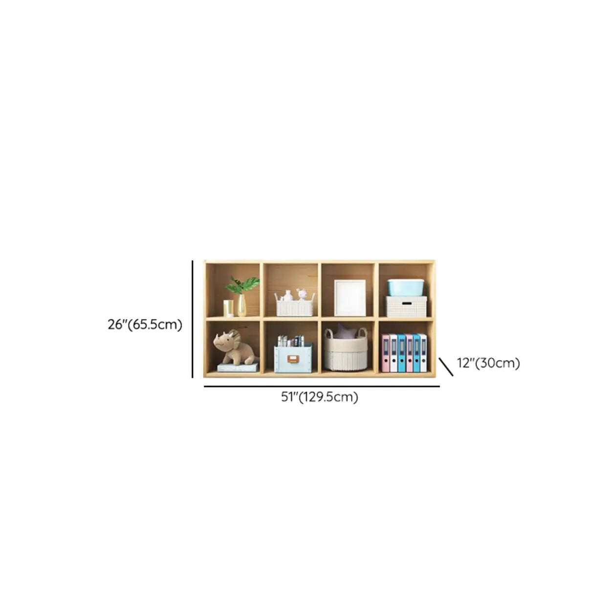Simple Closed-Back Cube Wood Wide Bookcase
