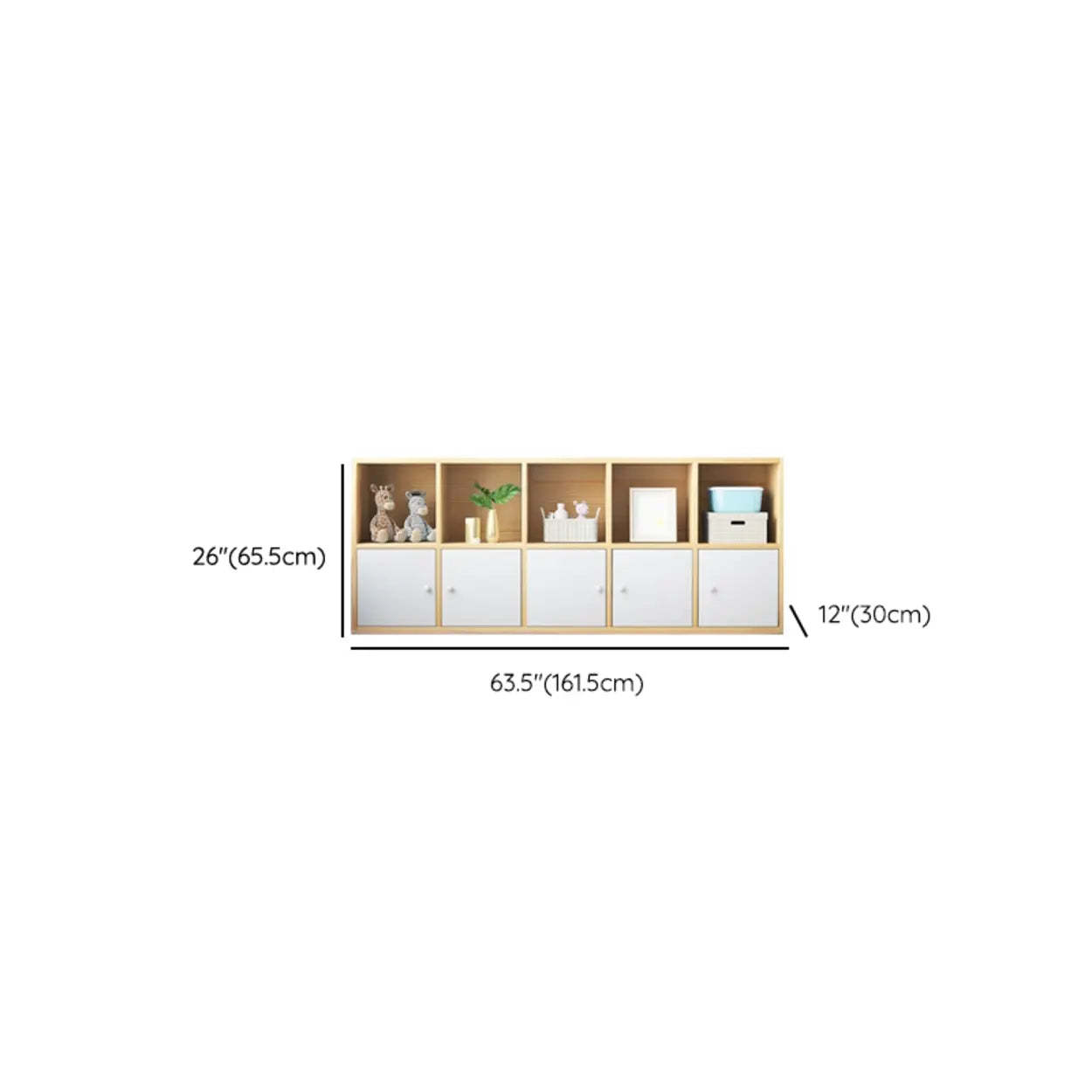 Simple Closed-Back Cube Wood Wide Bookcase