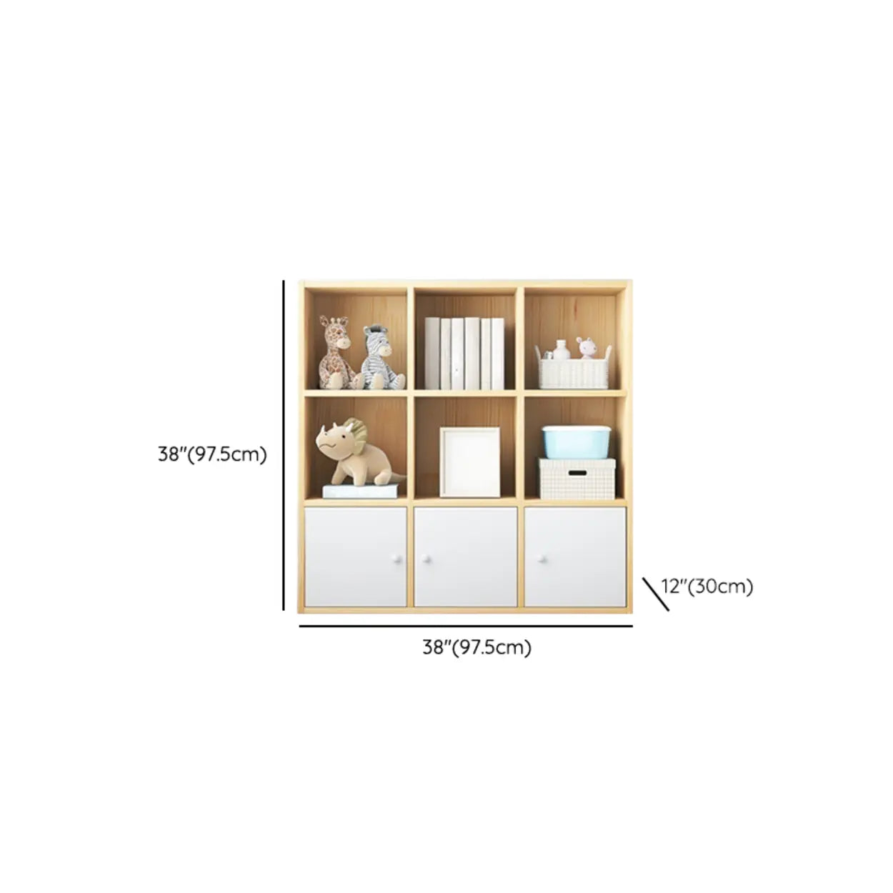 Simple Closed-Back Cube Wood Wide Bookcase
