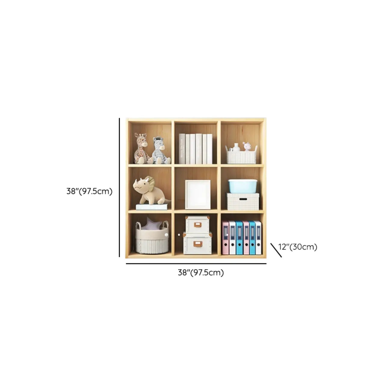 Simple Closed-Back Cube Wood Wide Bookcase