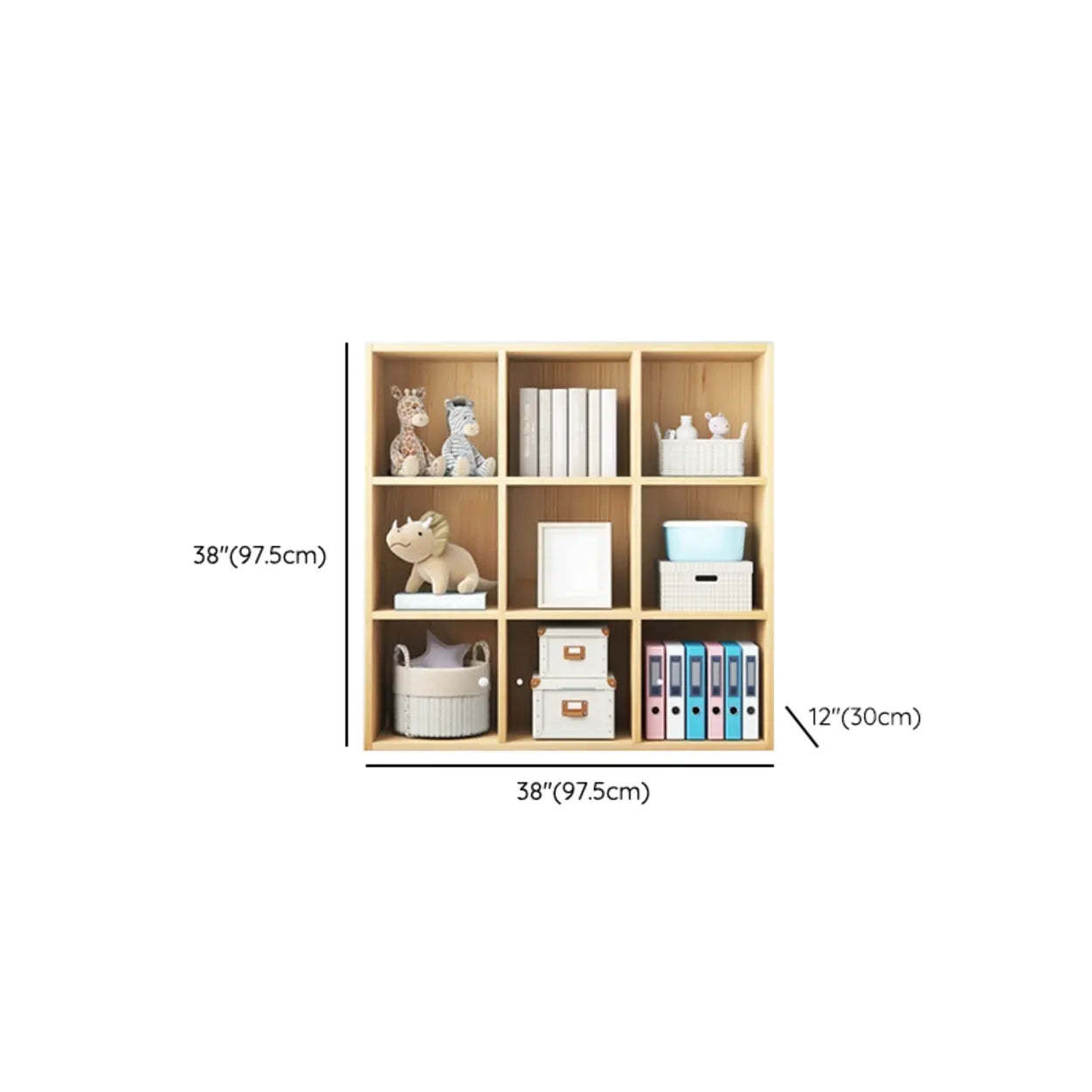 Simple Closed-Back Cube Wood Wide Bookcase