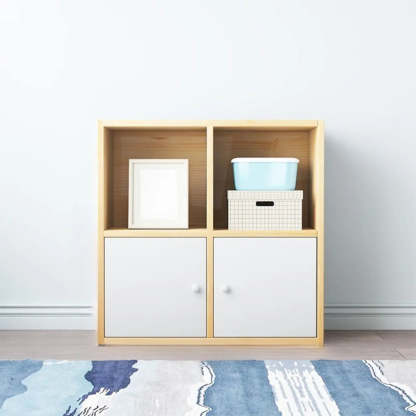 Simple Closed-Back Cube Wood Wide Bookcase — Cabinet Not Included