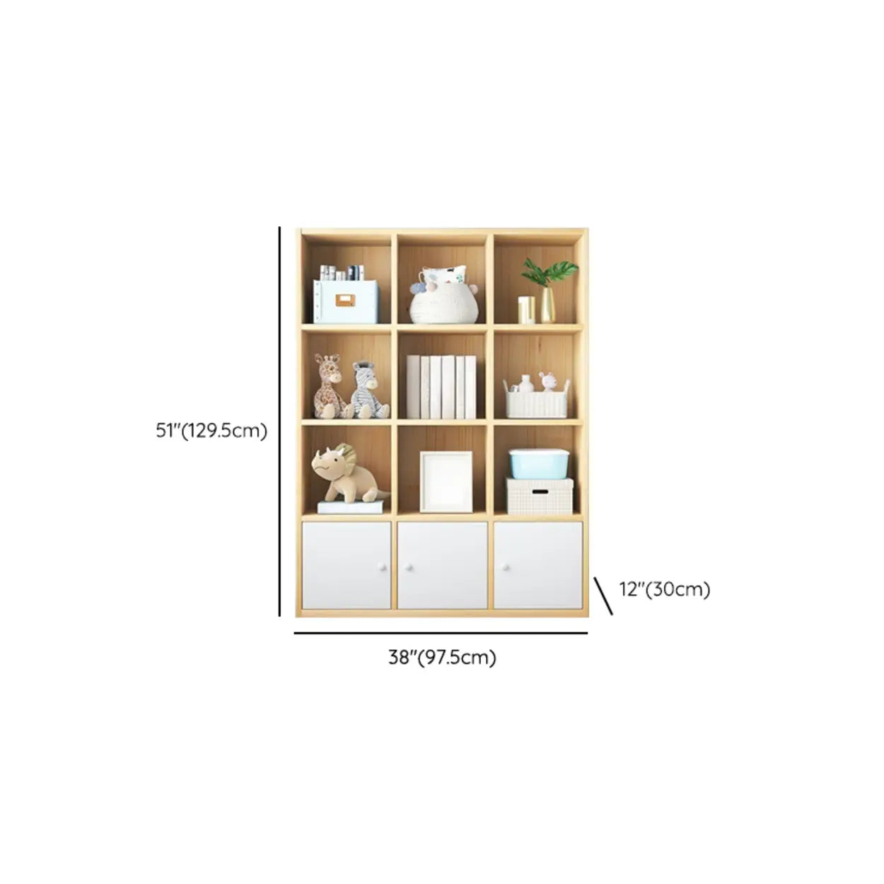 Simple Closed-Back Cube Wood Wide Bookcase