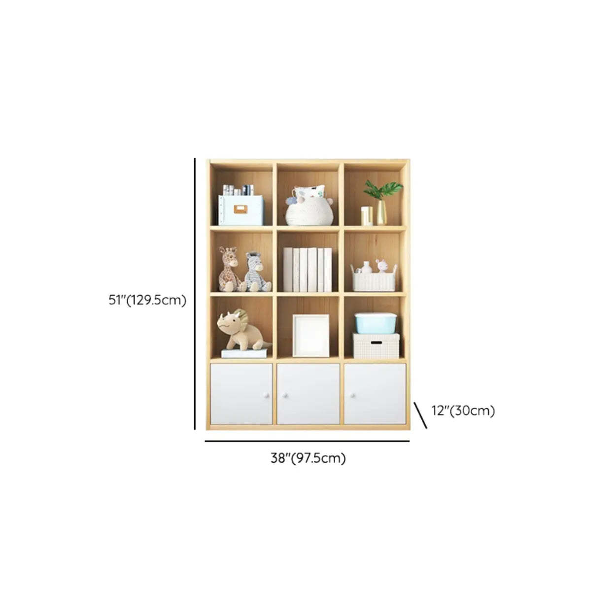 Simple Closed-Back Cube Wood Wide Bookcase