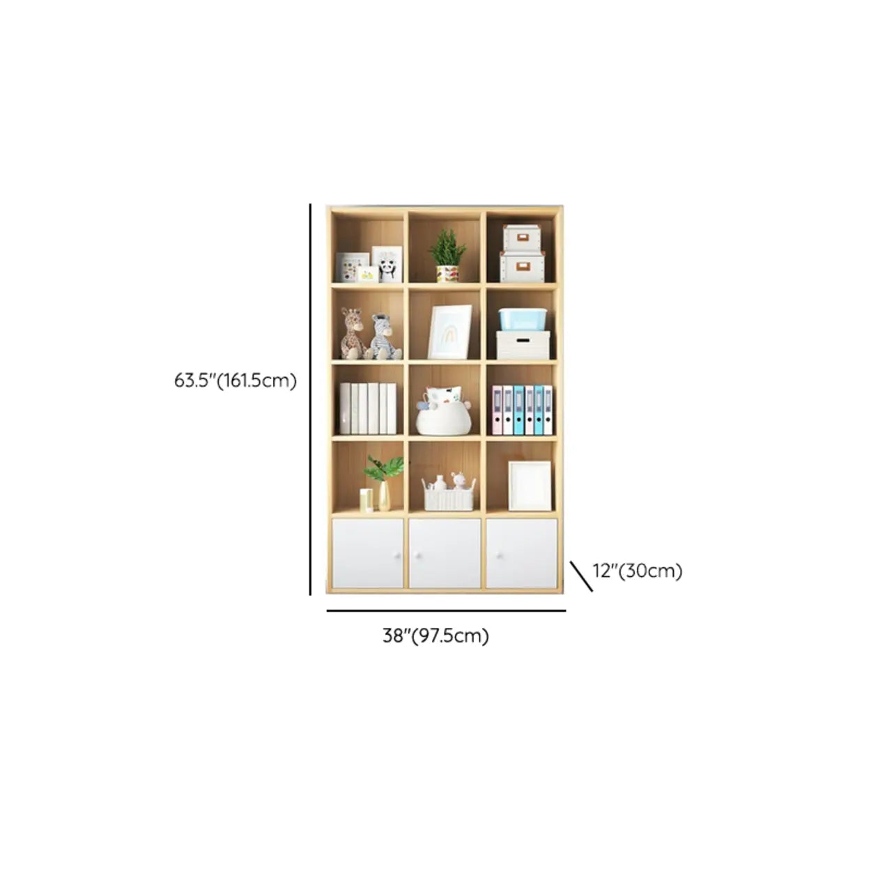 Simple Closed-Back Cube Wood Wide Bookcase