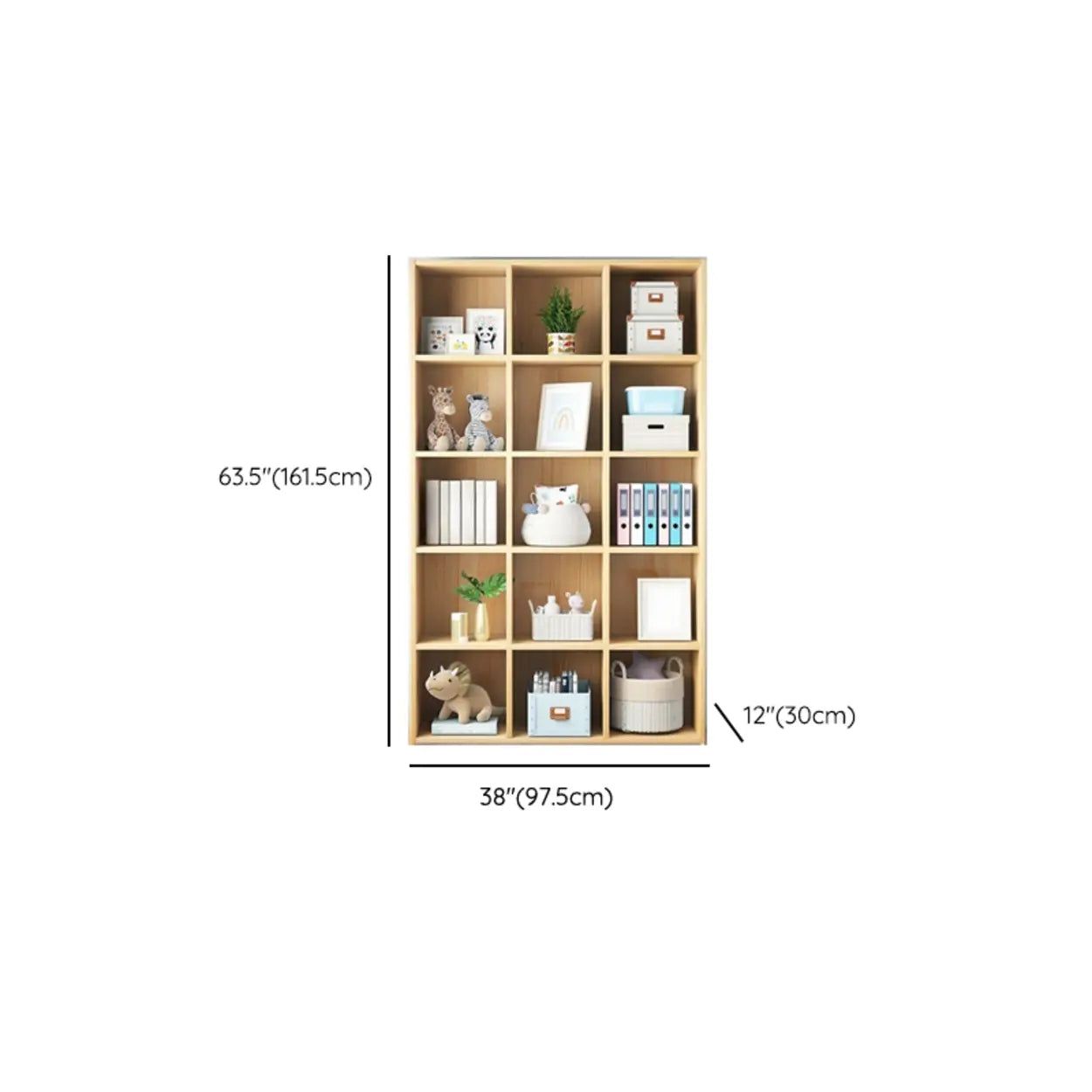 Simple Closed-Back Cube Wood Wide Bookcase