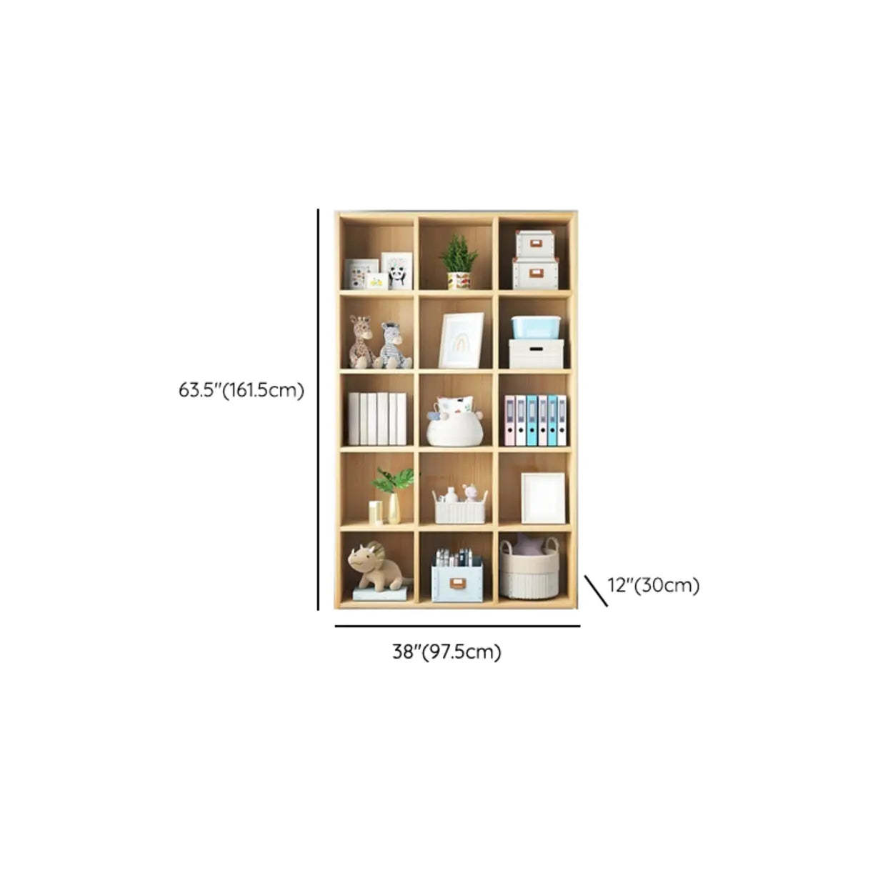 Simple Closed-Back Cube Wood Wide Bookcase