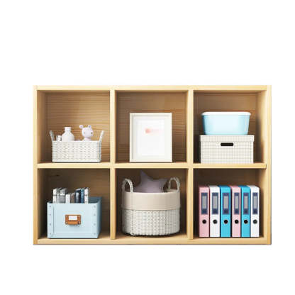 Simple Closed-Back Cube Wood Wide Bookcase — With Cabinet