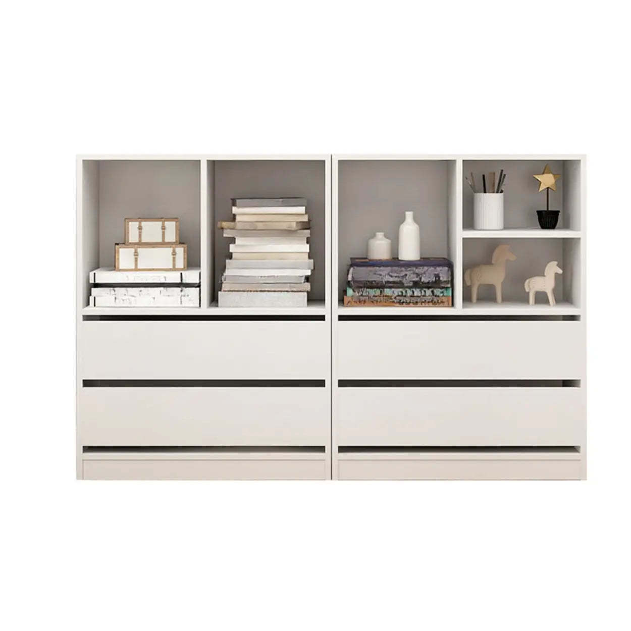 Simple Closed-Back Rectangular Wood Wide Bookcase