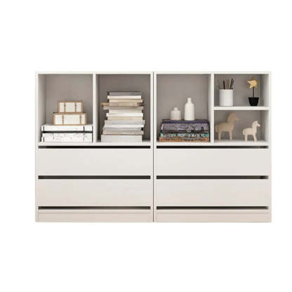 Simple Closed-Back Rectangular Wood Wide Bookcase