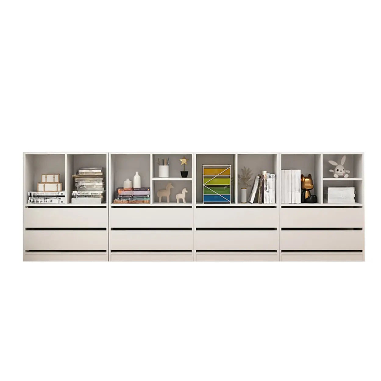 Simple Closed-Back Rectangular Wood Wide Bookcase