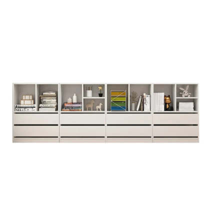 Simple Closed-Back Rectangular Wood Wide Bookcase