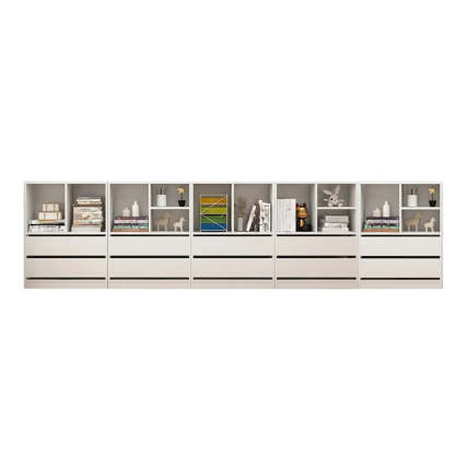 Simple Closed-Back Rectangular Wood Wide Bookcase