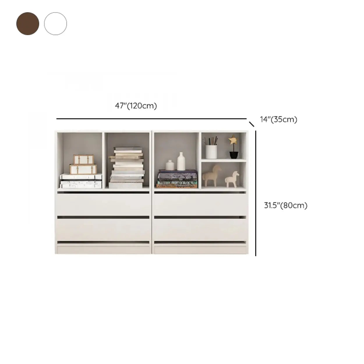 Simple Closed-Back Rectangular Wood Wide Bookcase