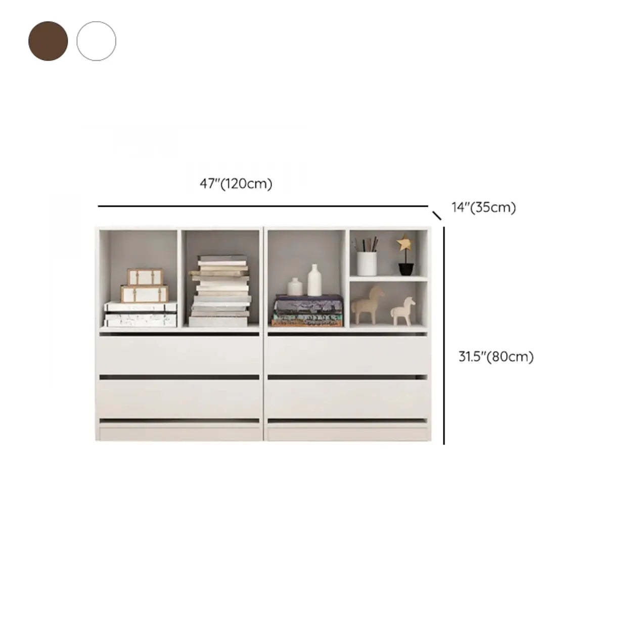 Simple Closed-Back Rectangular Wood Wide Bookcase