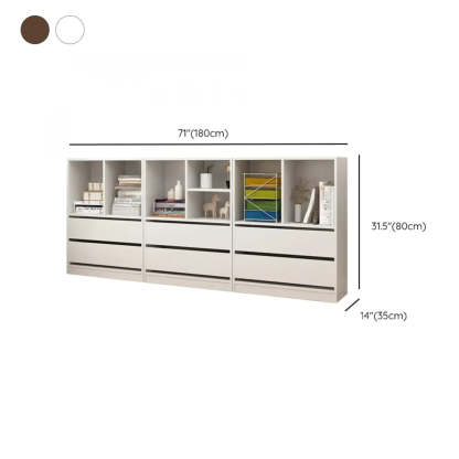 Simple Closed-Back Rectangular Wood Wide Bookcase