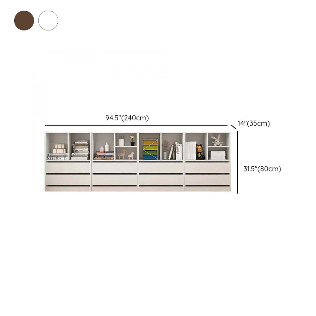 Simple Closed-Back Rectangular Wood Wide Bookcase