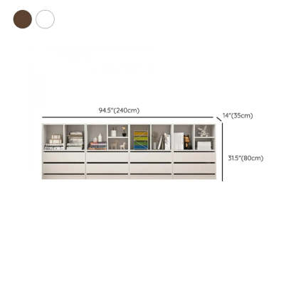 Simple Closed-Back Rectangular Wood Wide Bookcase