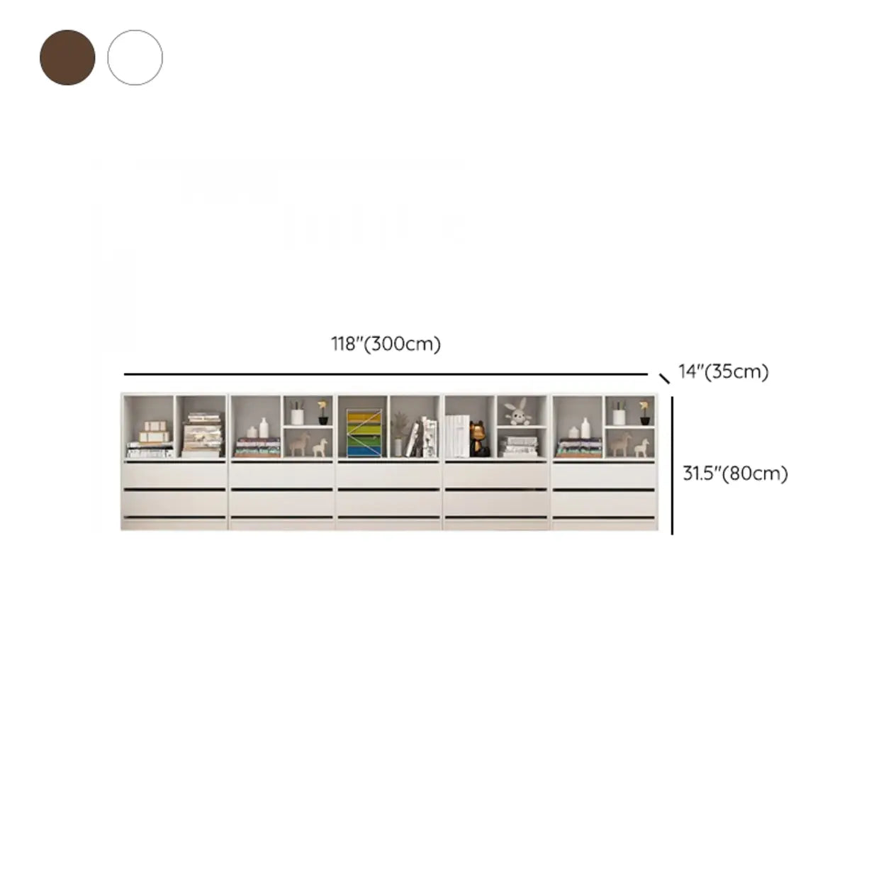 Simple Closed-Back Rectangular Wood Wide Bookcase