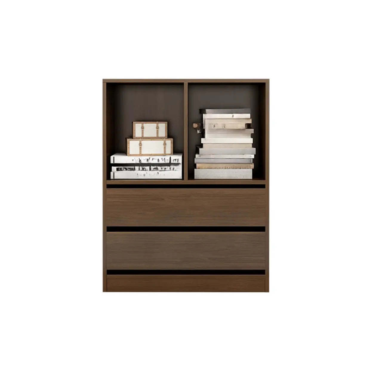 Simple Closed-Back Rectangular Wood Wide Bookcase — Brown