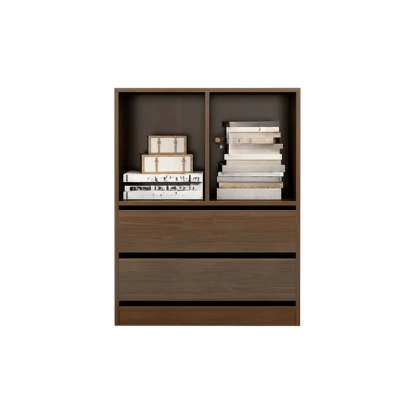 Simple Closed-Back Rectangular Wood Wide Bookcase — Brown