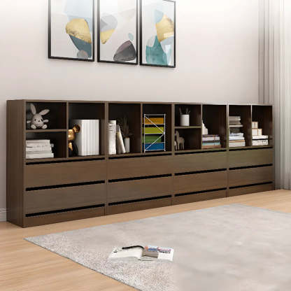 Simple Closed-Back Rectangular Wood Wide Bookcase — White