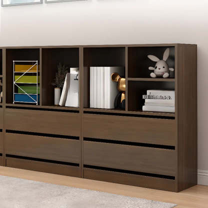 Simple Closed-Back Rectangular Wood Wide Bookcase — White
